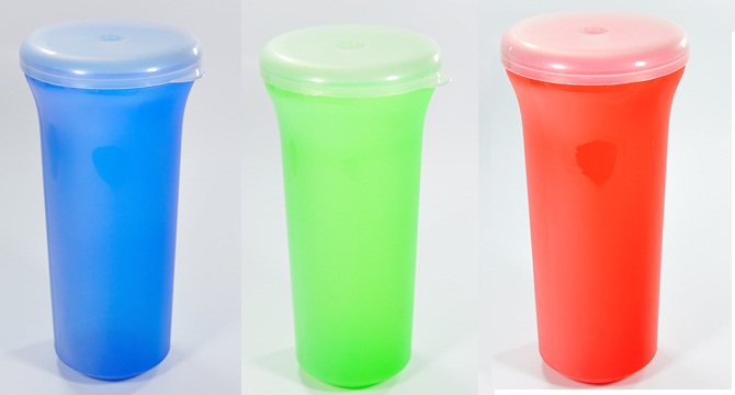 P07129 แก้วน้ำฝาปิด สีสวย (9*9*18.5 cm) No.1500 สส ราคาส่งต่อ 1 โหล:12 ใบ