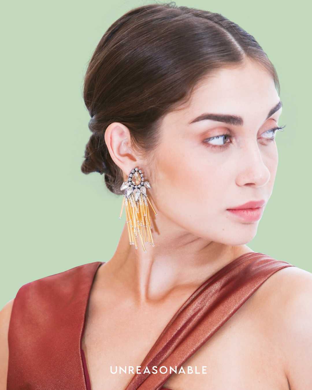 ต่างหู Firework Earrings สีทอง ต่างหูคลิป ต่างหูก้านเงินแท้ UA0424-02 Unreasonable Accessories