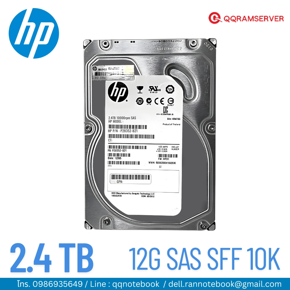 HDD Server HP Proliant DL20 G10+ 2.4TB SAS 10K 12G ฮาร์ดดิสก์ Server