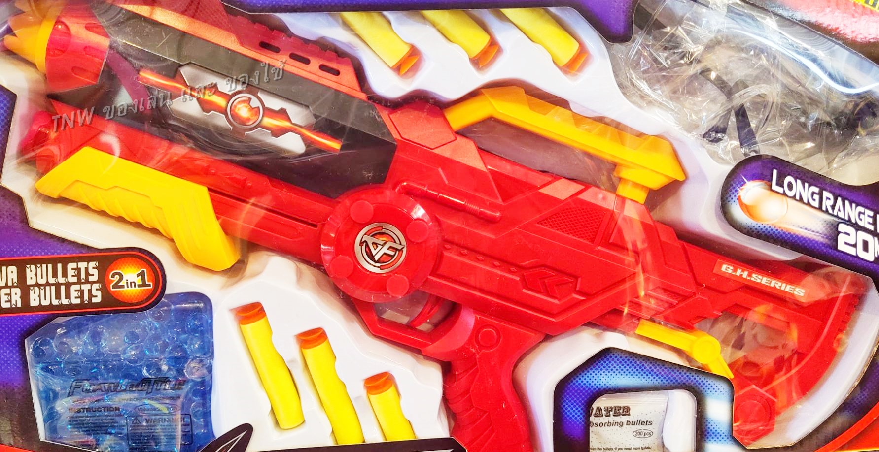 🔥 ปืนเนิร์ฟ มีเป้า และแว่นตาให้ในกล่อง ปืนของเล่น กระสุนโฟม Nerf Gun Soft Bullet ของเล่นเด็ก คละสี 🔥