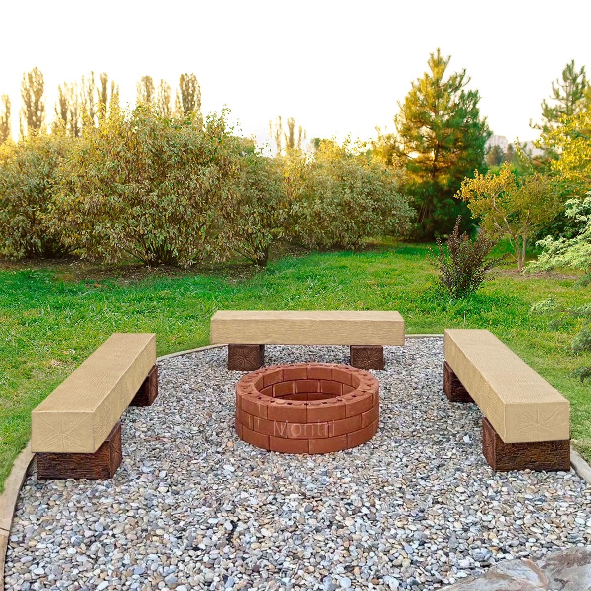 เซต เก้าอี้ไม้หมอน พร้อมเตาอิฐ สร้างมุมแคมป์ไฟอบอุ่น แข็งแรง สไตล์มินิมอล