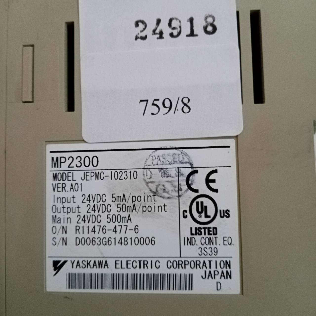 PLC " YASKAWA " MODEL : JEPMC-IO2310