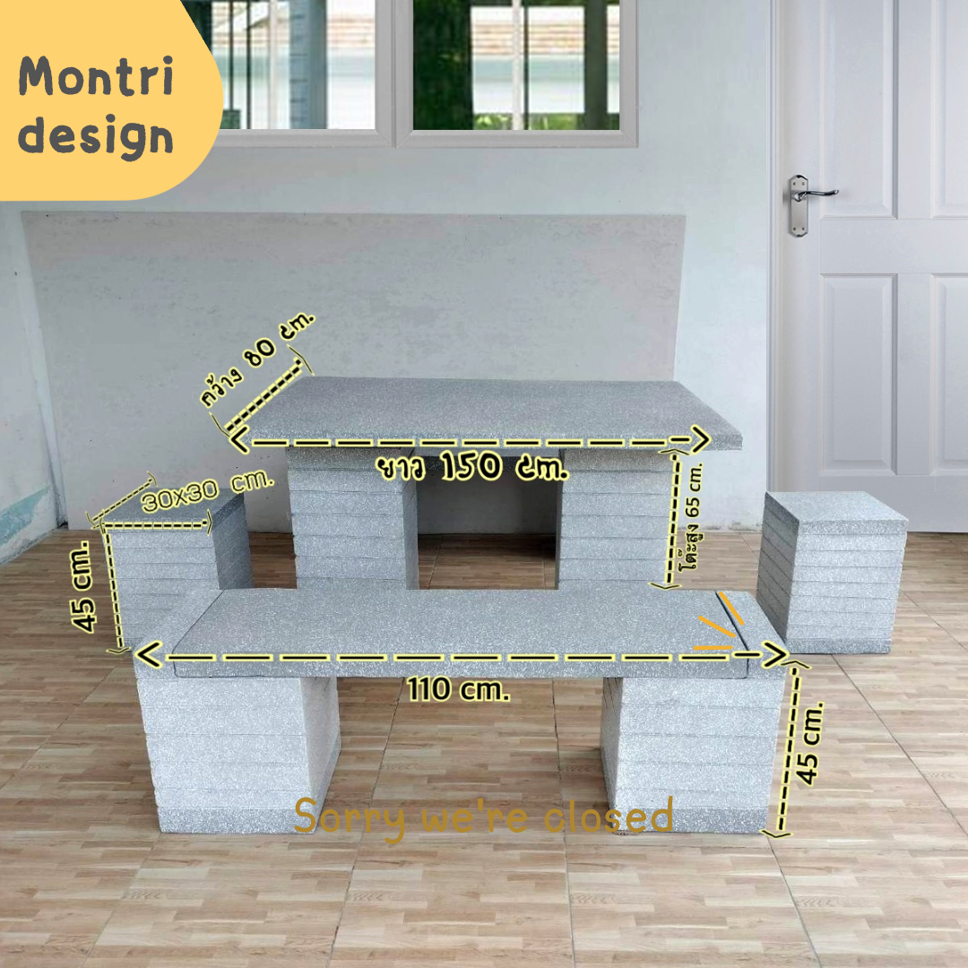 ชุดโต๊ะสนาม โต๊ะสนาม โต๊ะสนามกลางแจ้ง ชุด 6 ที่นั่ง แนว Modern Luxury ขนาดโต๊ะยาว 120*80 cm.