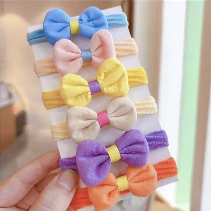 💗มาหยา กิ๊ฟช้อป💗 ยางรัดผม ดอกไม้ โบว์น่ารัก สีสดใส ขนาดเส้นผ่าศูนย์กลาง 4 ซ.ม. เส้นใหญ่ ยืดหยุ่นได้เยอะ แพ็ค 6 ชิ้น