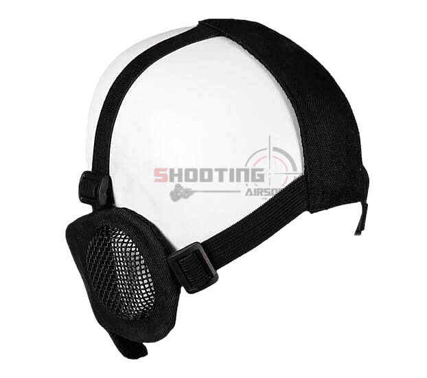 หน้ากากตะแกรงครึ่งหน้าแก้มผ้า ปิดหูตะแกรงเหล็ก