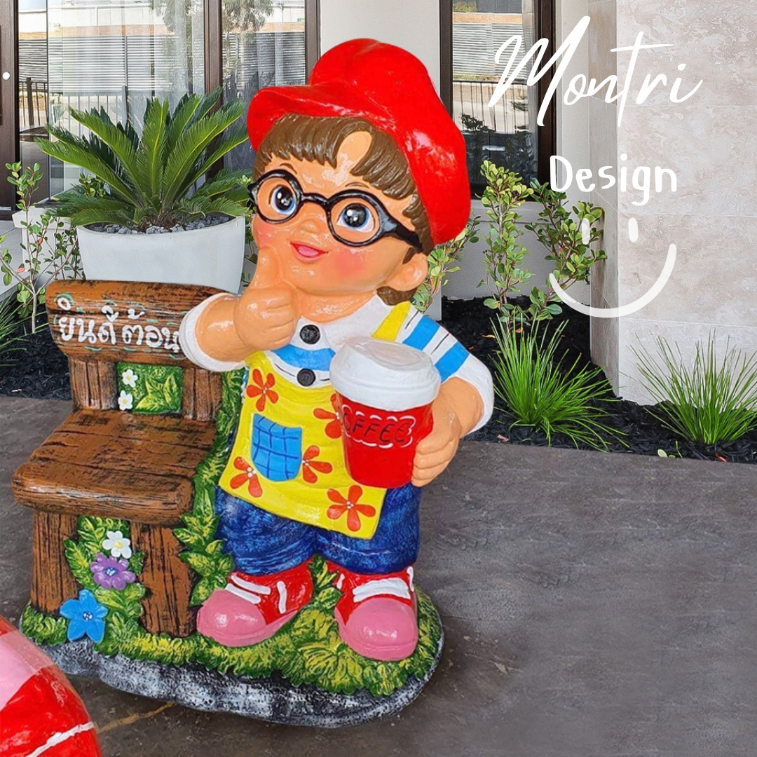 ตุ๊กตาจัดสวน จำนวน 1 คู่ ตุ๊กตาแต่งสวน ตุ๊กตาแต่งหน้าร้าน ตุ๊กตาปูนปั้น ตุ๊กตาปูนปั้นจัดสวน รุ่น NAZA22