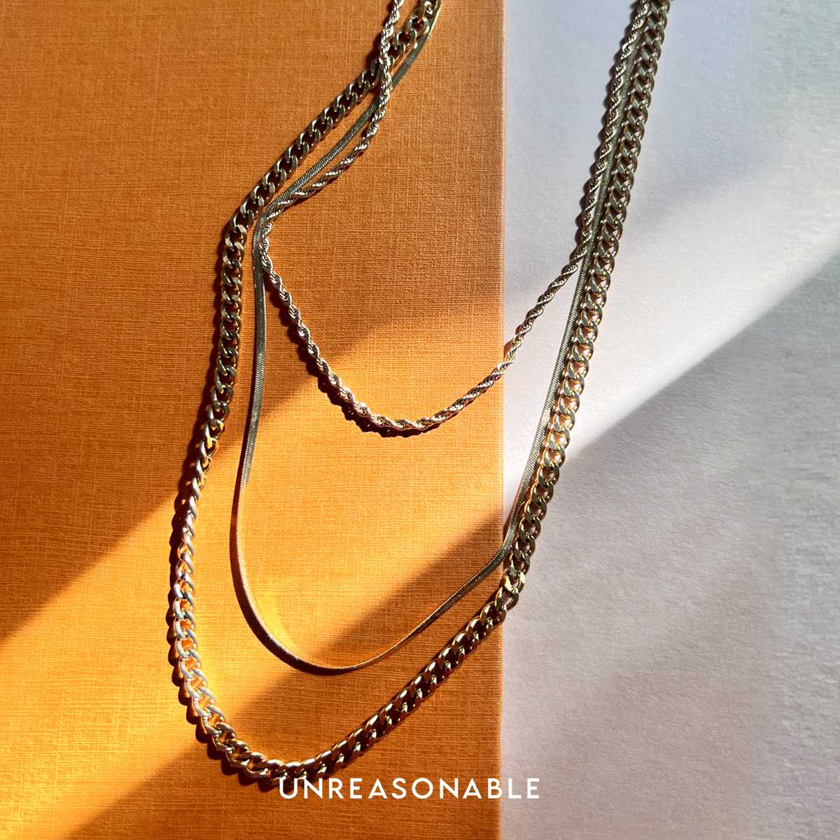 สร้อยคอ Stainless Steel สีทอง 3 layers UA0972-01 Unreasonable Accessories