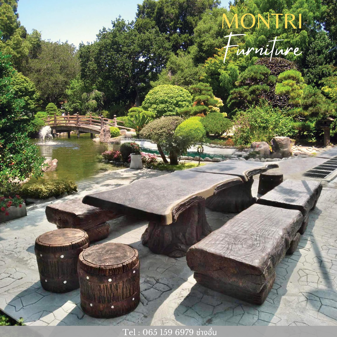 ชุดโต๊ะปูนลายไม้ โต๊ะปูนลายไม้ โต๊ะปูนแต่งสวน NF99 So big