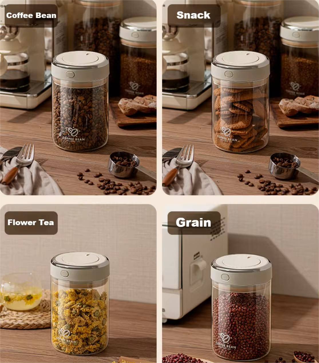 โหลแก้วสูญญากาศใช้งานได้อย่างมีคุณภาพ ตัวจริงเรื่องการเก็บสุญญากาศ ออกแบบมาสำหรับเก็บกาแฟโดยเฉพาะ