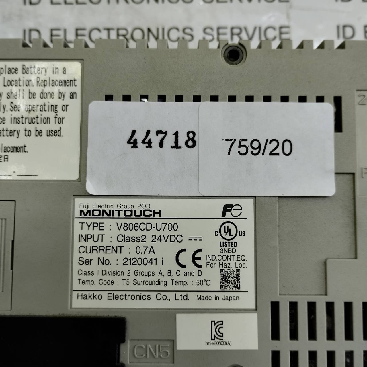 HMI " HAKKO " MODEL : V806CD-U700