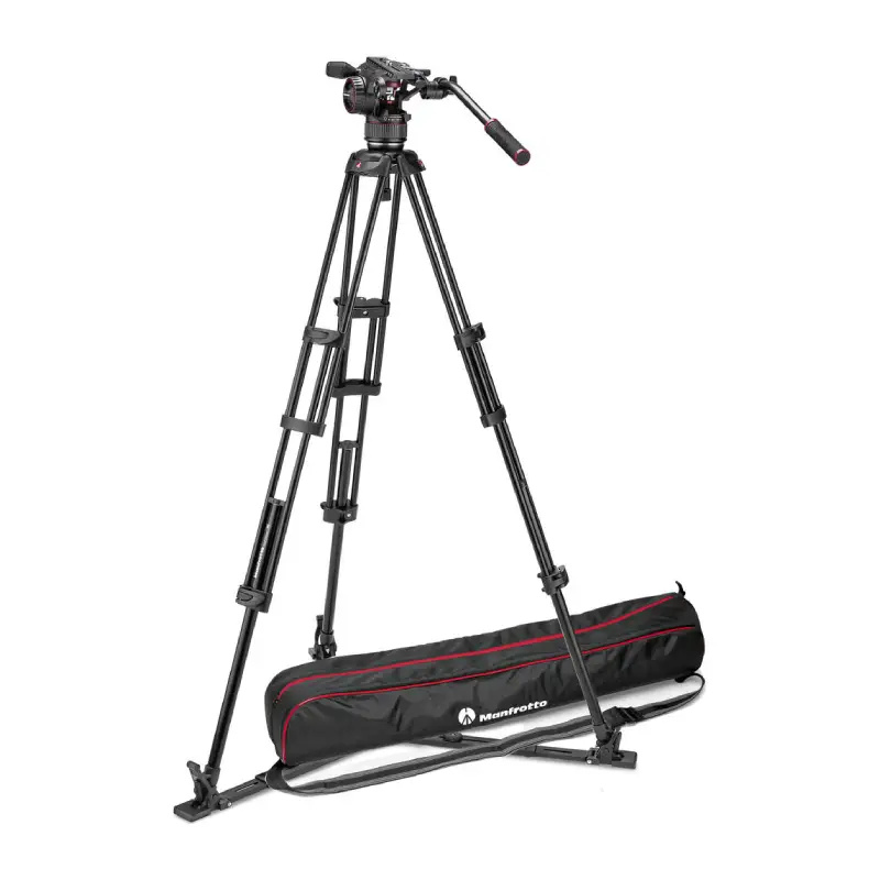 Manfrotto Nitrotech N8 Video Head and Aluminum Twin Leg Tripod with Ground Spreader