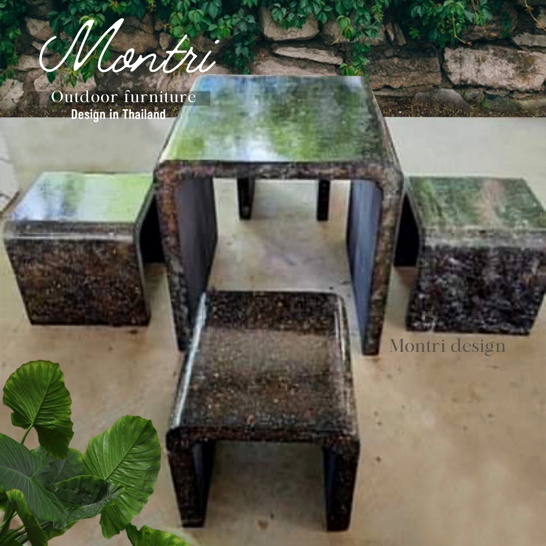 เก้าอี้ปูนซีเมนต์สไตล์ลอฟท์ รุ่น Loft mini ดำจุดขาว โต๊ะปุนสไตล์ลอฟท์
