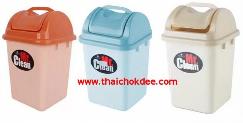 P04970 ถังขยะเหลี่ยมเล็ก ฝาสวิง จุ 3.8 ลิตร (17*17*19.5 cm) เกรดเอ No.525DC ราคาส่งต่อโหล : 12 ใบ:เฉลี่ย 35 บต่อใบ