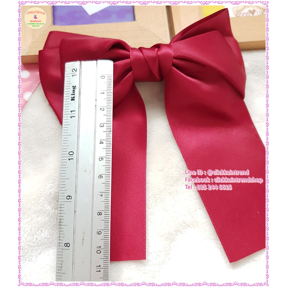 ริบบิ้นโบผ้าซาติน 🎀 โบ 3 ชั้น ติดกิ๊บสปริง ขนาดใหญ่