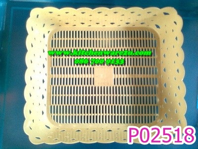 P02518 ตะกร้าพลาสติกลายหวายจตุรัส (22*19*5 cm) ราคาขายส่งต่อ 1 โหล:12 ใบ