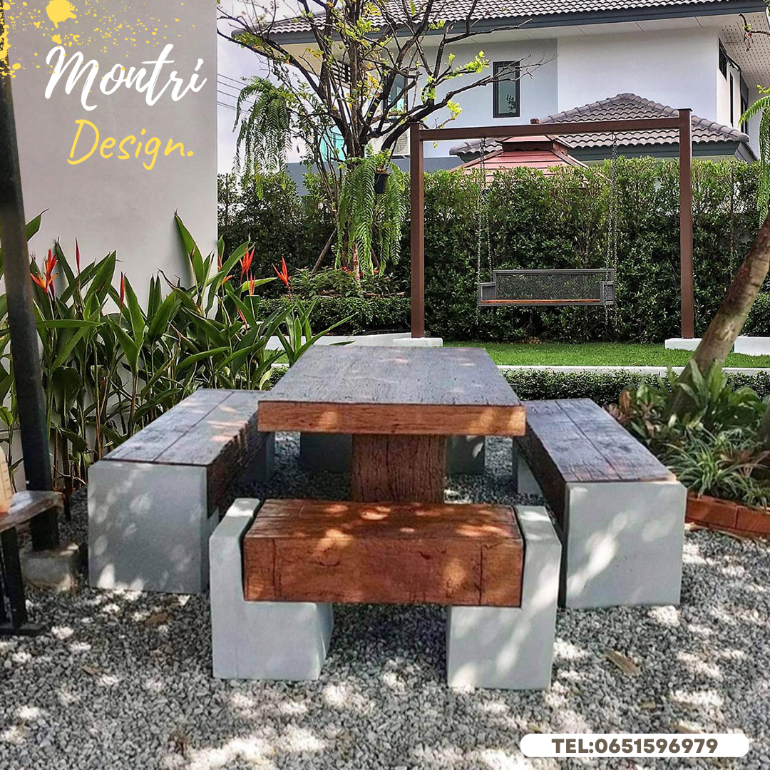 ชุดโต๊ะสนามปุนลายไม้ โต๊ะไม้หมอนโมเดิร์น รุ่น FF02 ขนาด 150*90 cm.