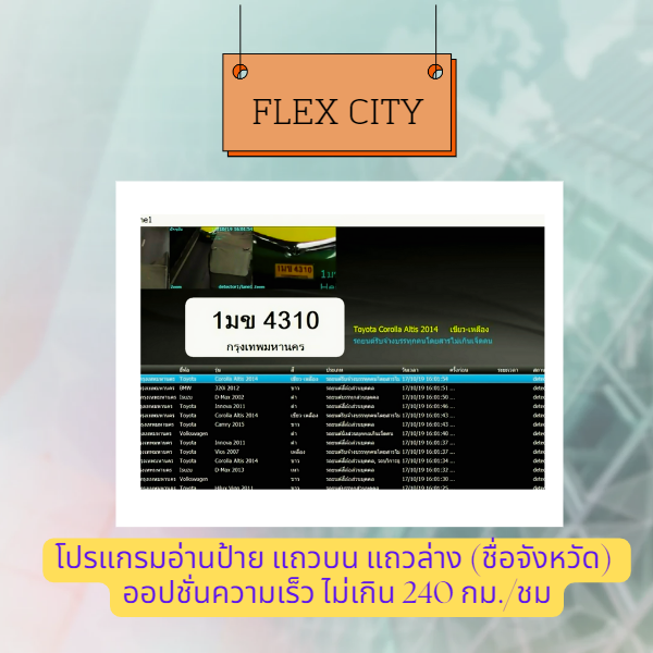 Software LPR โปรแกรมอ่านป้ายทุกแถว Flex City รถความเร็วสูง