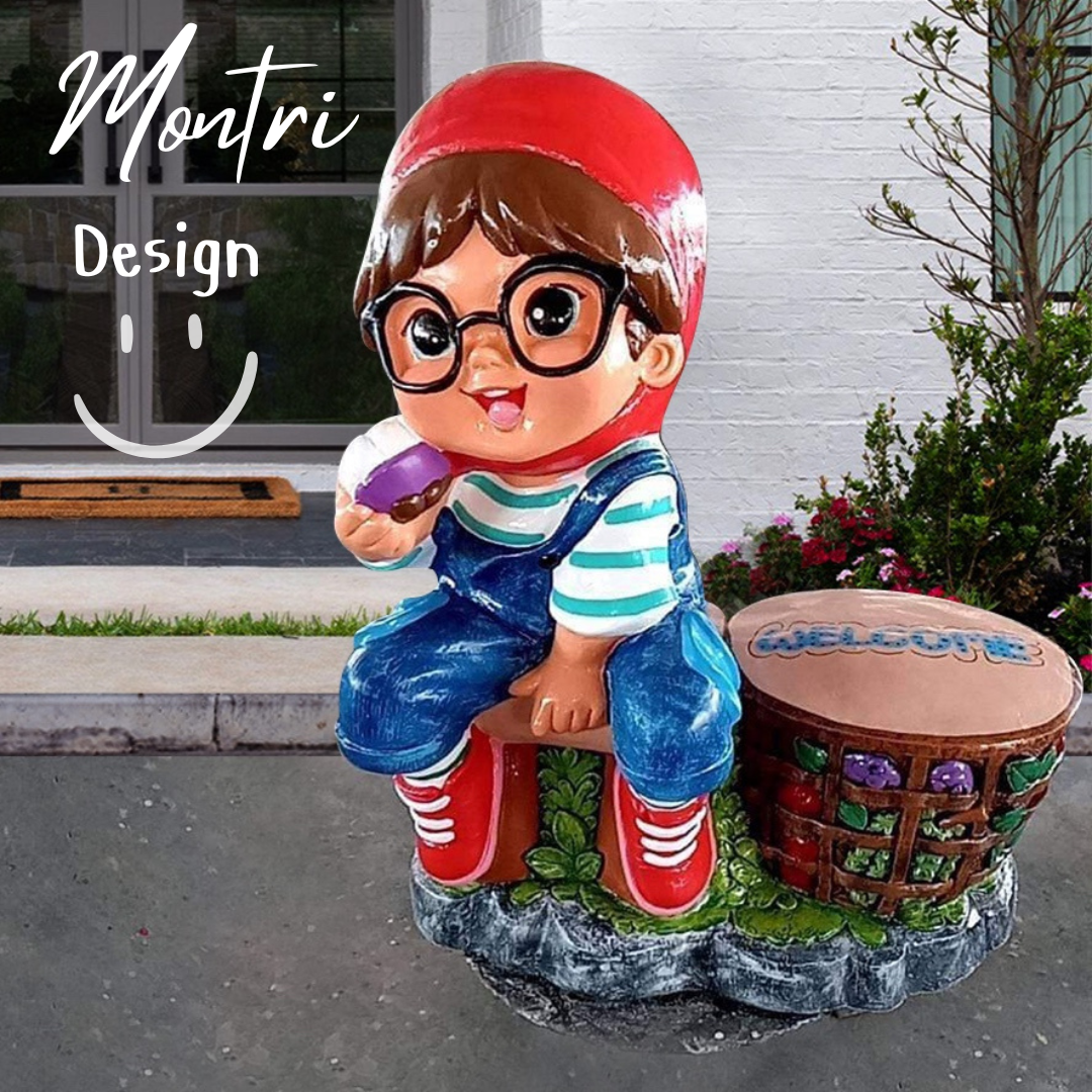 ตุ๊กตาจัดสวน จำนวน 1 คู่ ตุ๊กตาแต่งสวน ตุ๊กตาแต่งหน้าร้าน ตุ๊กตาปูนปั้น ตุ๊กตาปูนปั้นจัดสวน ตุ๊กตาปูนปั้นโคราช รุ่น NAZA33