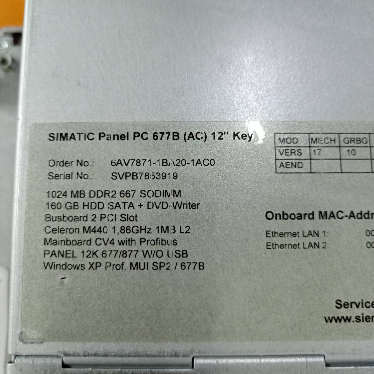 ขาย 6AV7871-1BA20-1AC0(PC677B) HMI "SIEMENS"