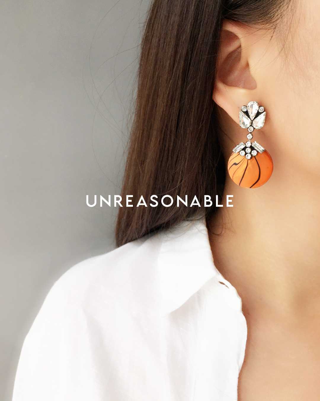 ต่างหู Drop สีส้ม ต่างหูคลิป ต่างหูก้านเงินแท้ สวยใส่สบาย UA0720-02 Unreasonable Accessories