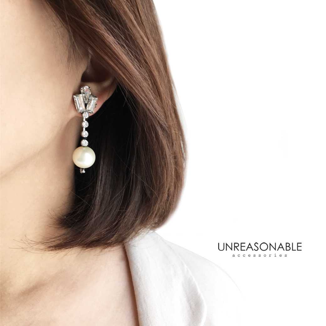 ต่างหู Drop มุก ต่างหูคลิป ต่างหูก้านเงินแท้ น้ำหนักเบา สวยใส่สบาย UA0630-01 Unreasonable Accessories