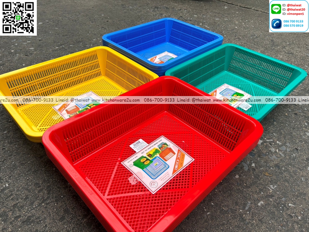 P12962 ตะแกรงเหลี่ยม (36*45*12 cm) No.303-T คละสี เกรดเอ ราคาขายส่งต่อ 1 โหล: 12 ใบ : เฉลี่ย 55 บต่อใบ