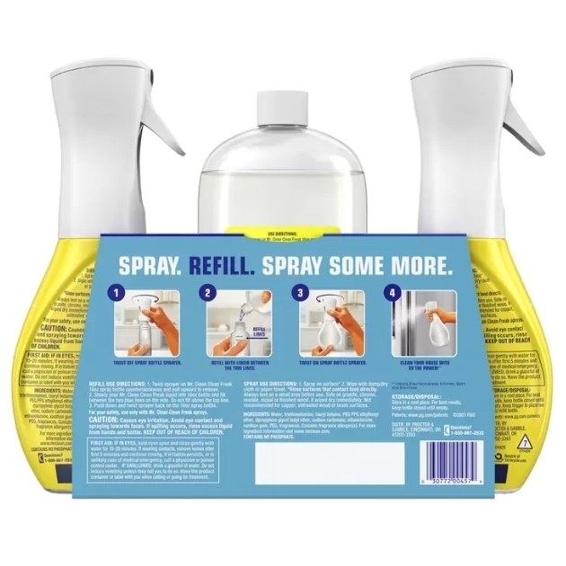 น้ำยาทำความสะอาดเอนกประสงค์ Mr. Clean Multipurpose Cleaner แพคใหญ่จุใจกระบอกสเปรย์ 473ml 2 ขวด + รีฟิว 913ml 1 ขวด