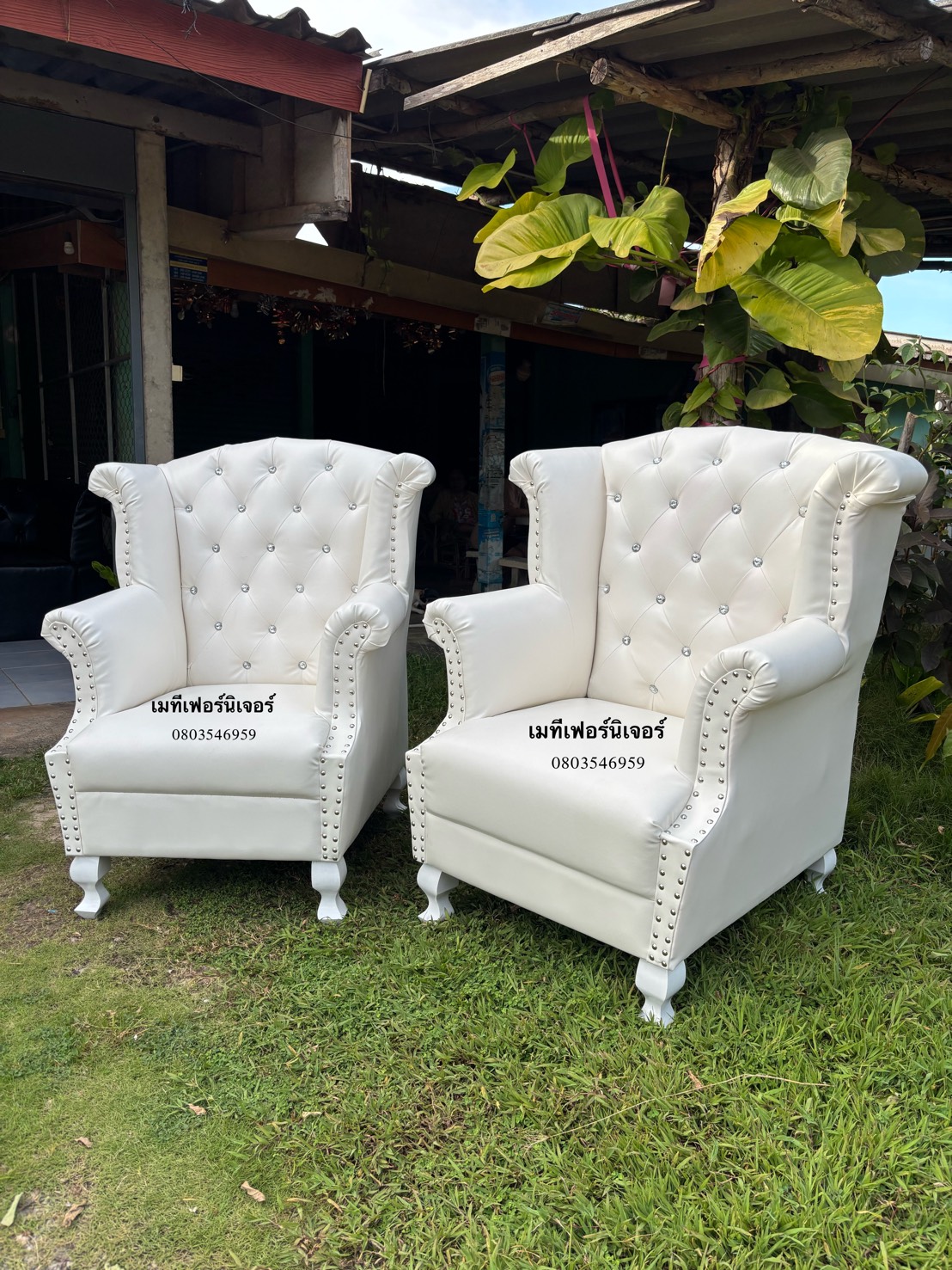 โซฟาเจ้าหญิงสีขาว สุดหรู 1 ที่นั่ง ไซส์มินิ สไตล์วินเทจ (สั้งครั้งละ1ตัว)
