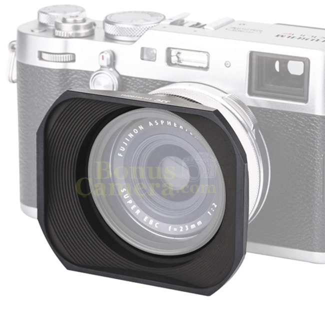 LH-JX100F II(B) ฮู้ดเหลี่ยมสีดำ+Adapter+ฝาปิด Fuji X70,X100F,X100T,X100V LH-X100,AR-X100 Lens Hood