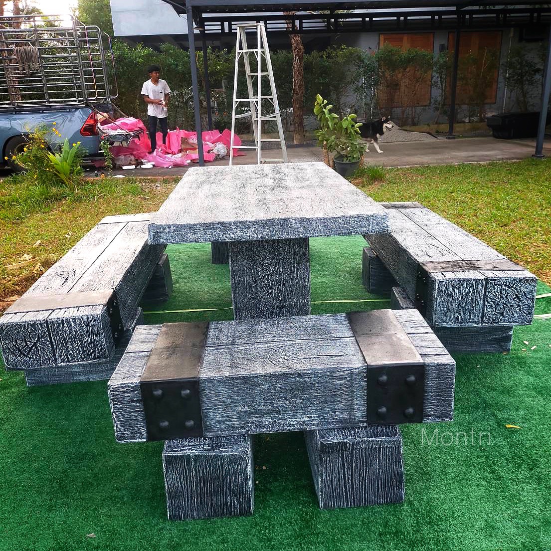 ชุดโต๊ะสนามไม้หมอน ชุดโต๊ะไม้หมอน โต๊ะสนามกลางแจ้ง ขนาด 180*90 cm. งานแข็งแรงคงทน ทนแดด ทนฝน ใช้งานได้ในระยะยาว จัดส่งทั่วประเทศ