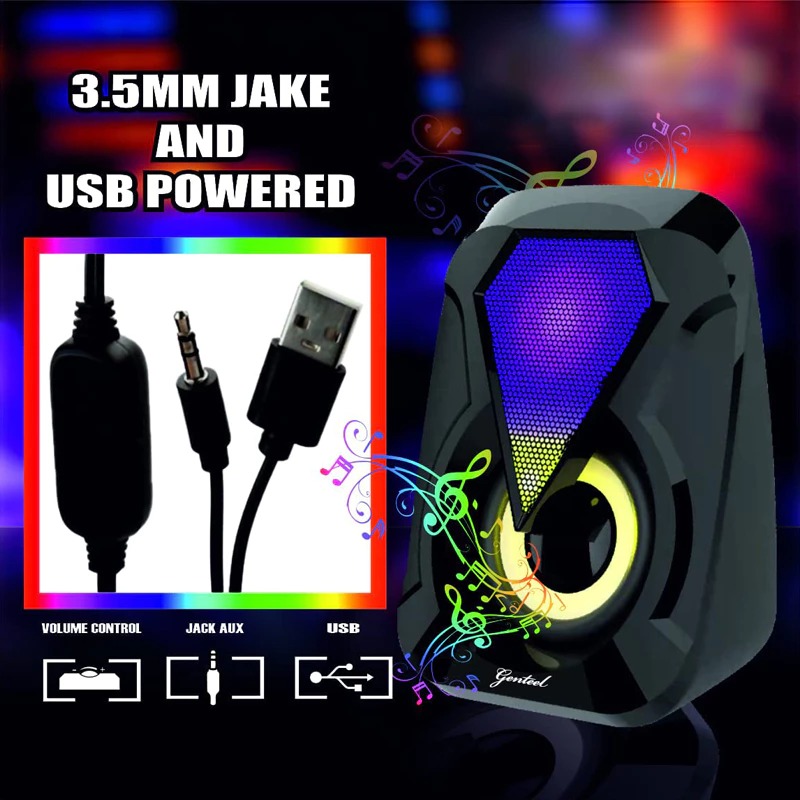 ลำโพง ลำโพงคอมพิวเตอร์ รุ่น RGB ลำโพงเบสหนักๆ เบสดีๆ ลำโพง ใช้งานได้กับโน๊ตบุ๊คแล็ปท็อป รุ่น E-1053