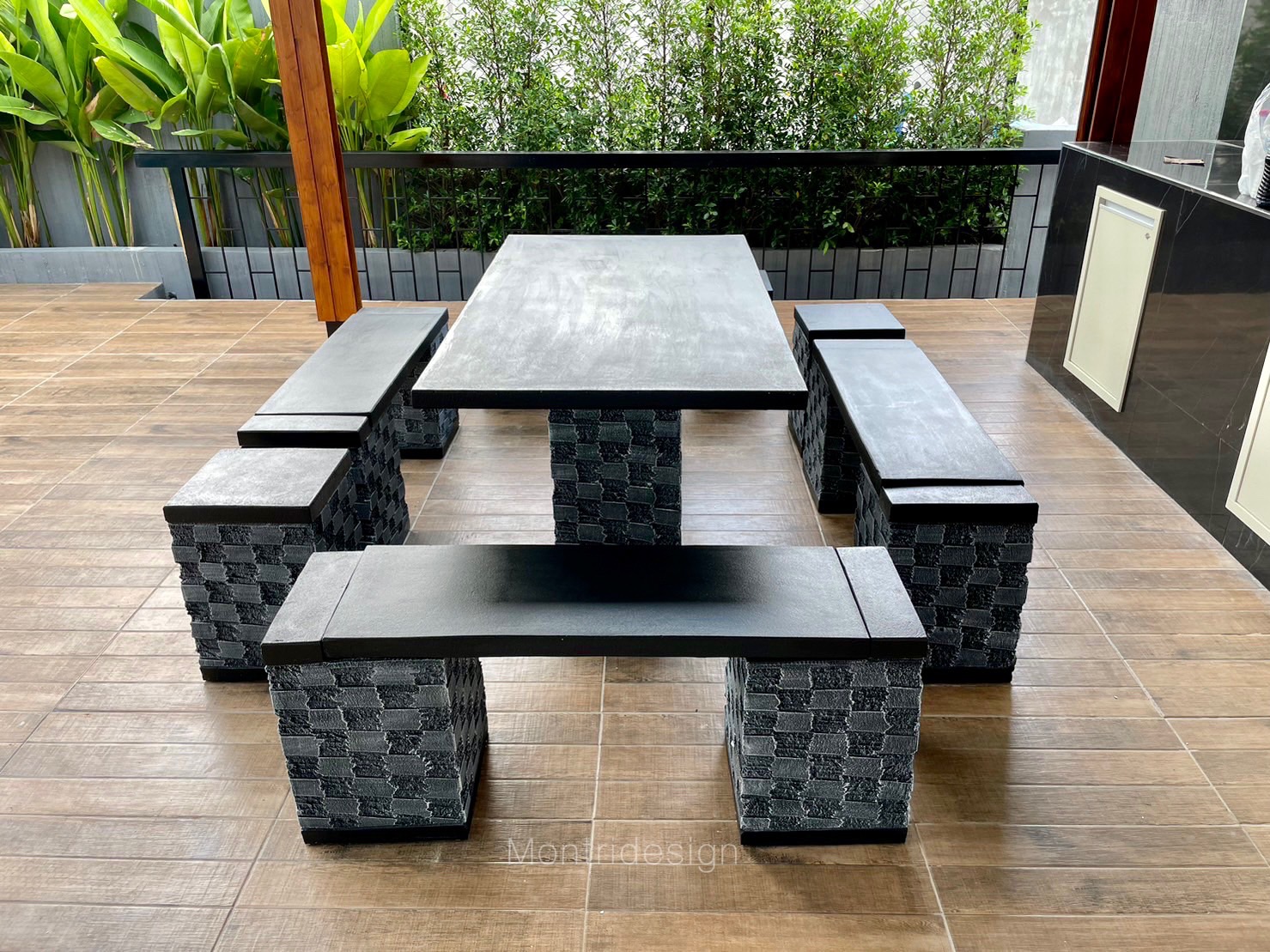 ชุดโต๊ะเก้าอี้สนาม โต๊ะปูนสนาม โต๊ะชุดในสวน ชุด 10 ที่นั่ง ชุดโต๊ะเก้าอี้ปูนสนาม