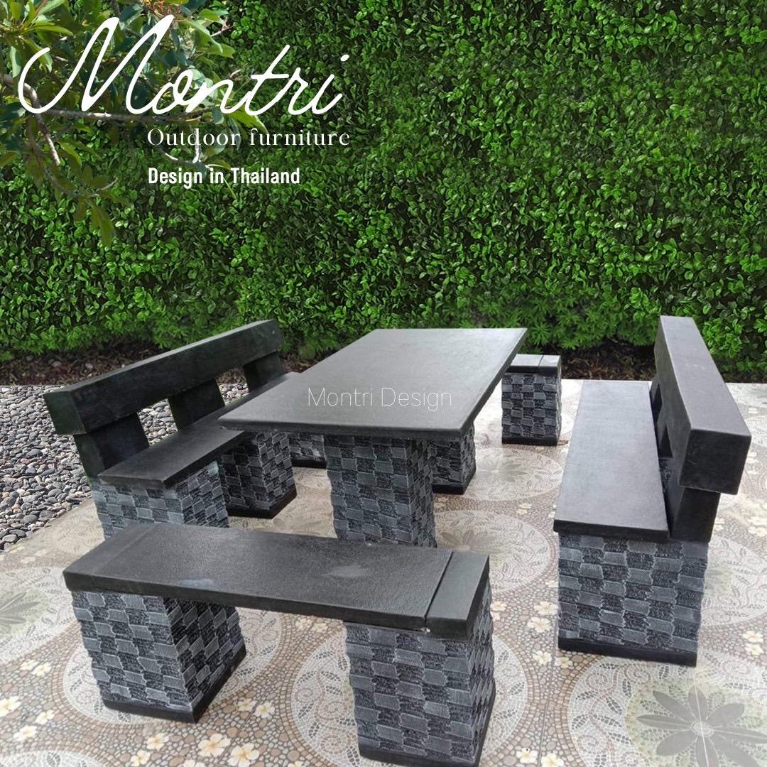 ชุดโต๊ะโมเดิร์นพนักพิง ชุดโต๊ะ เก้าอี้พนักพิง โต๊ะปุนสนาม โต๊ะสนามกลางแจ้ง รุ่น LA01