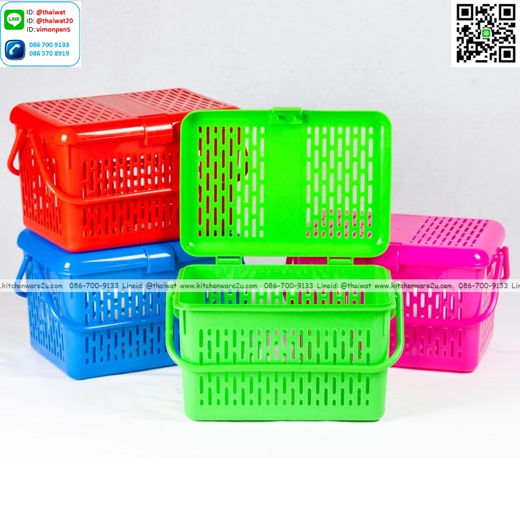 P10741 ตะกร้าหูหิ้ว มีฝาปิด (33*41*26 cm) เกรดเอ No.332 ขายยกลัง 18 ใบ (ราคาส่งต่อ 18 ใบ :เฉลี่ย 95 บ/ใบ)