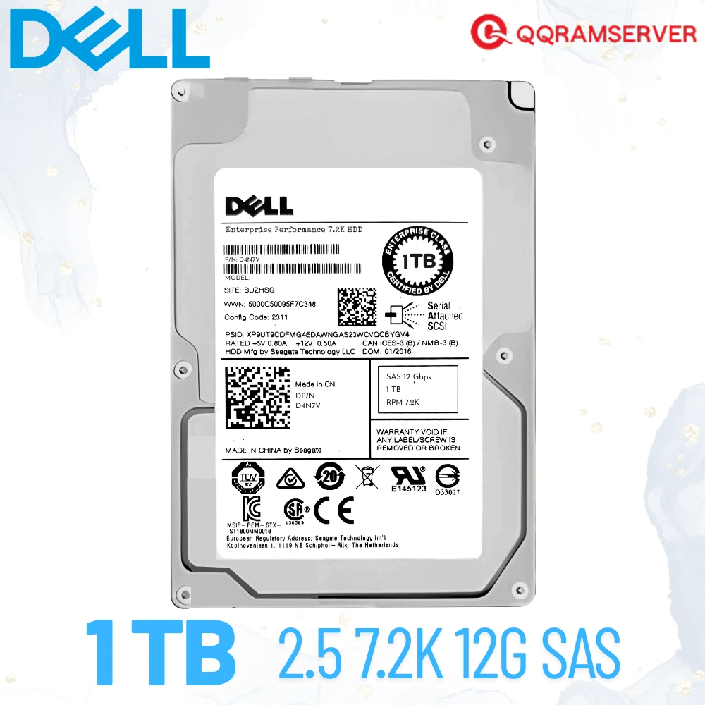 Dell HDD Server 1TB SAS 12Gbps 512n 2.5" 7.2K D4N7V Harddisk Server
