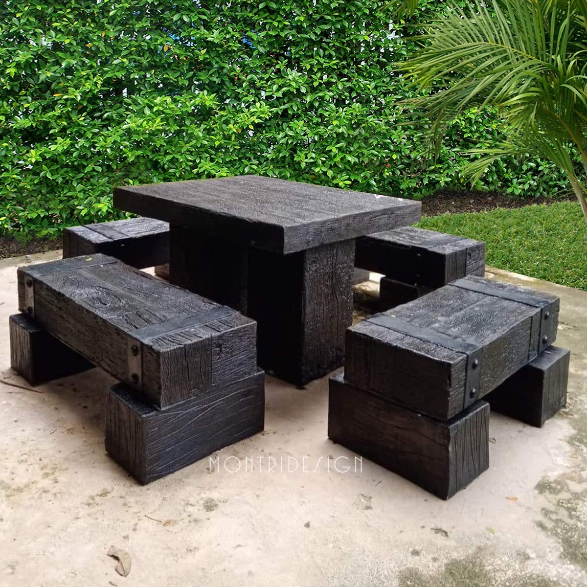 ชุดโต๊ะสนามปุนลายไม้ โต๊ะไม้หมอนโมเดิร์น รุ่น MN01 ขนาด 120*90 cm.