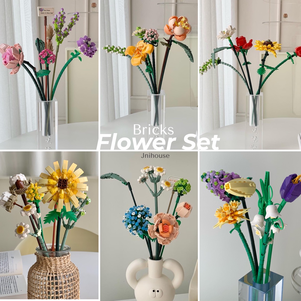 [พร้อมส่ง] Jnihouse : เลโก้ดอกไม้ ตัวต่อของเล่น ตัวต่อดอกไม้ Brick Flower Set