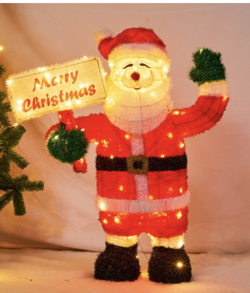 ตุ๊กตาซานต้าครอสถือป้ายไฟmerry christmas