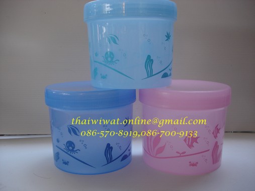 P00425 ขวดโหลพลาสติกลายผลไม้ เกรดเอ กลาง (ราคาต่อโหล)