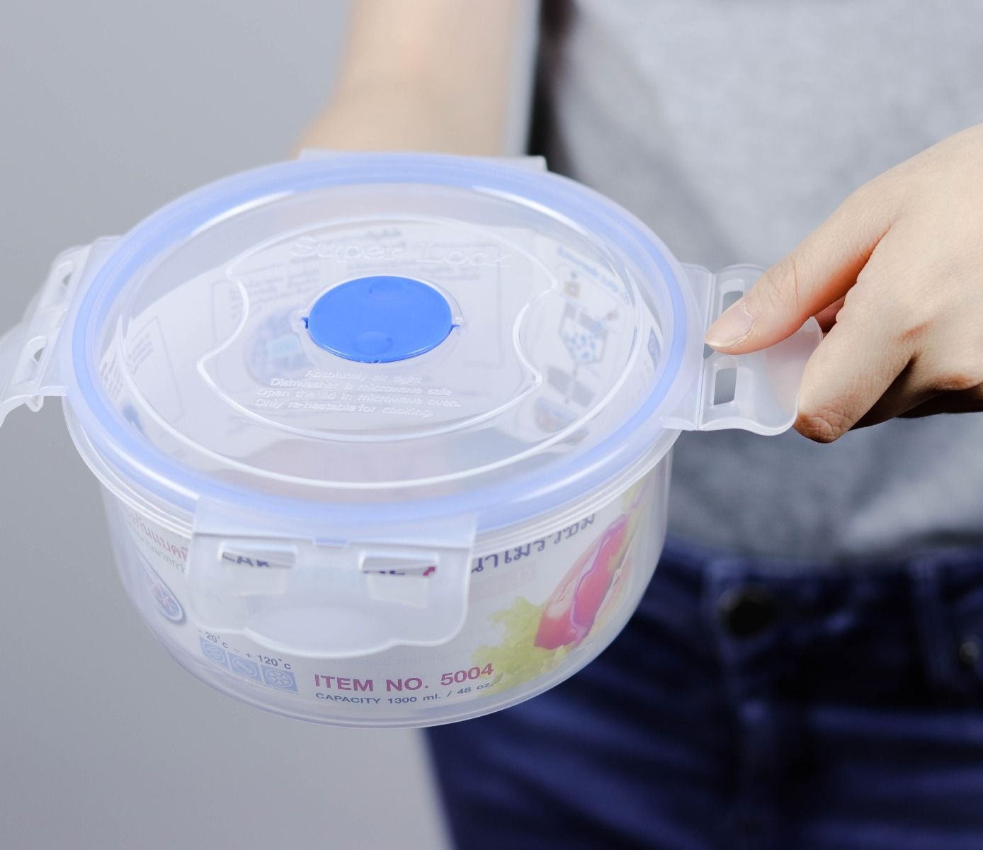 P06817 กล่องกลม Superlock (17x17x8 cm) จุ 1.3 ลิตร (ราคาส่งต่อ 1 โหล:12 ใบ:เฉลี่ย 50 บต่อใบ)