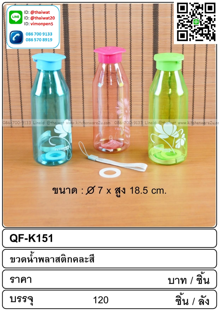 P07386 กระบอกน้ำ พร้อมเชือก ดีไซน์ใหม่ ราคาส่งต่อ 1 โหล: 12 ใบ ขายส่งทุกอย่าง 20 บาท