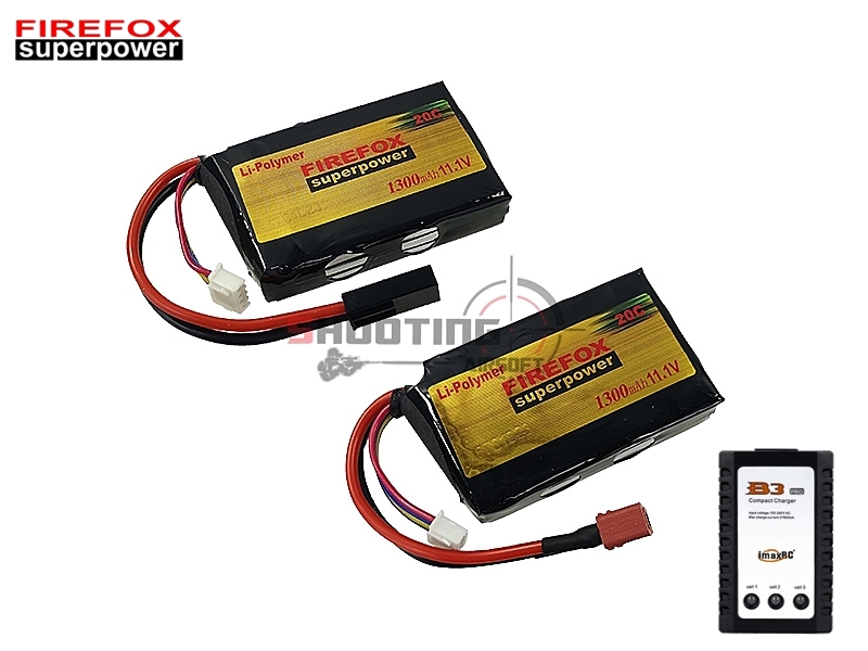 Set แบตลิโพ Firefox 20c 1300mAh 11.1v (สำหรับกล่องแบต) พร้อมเครื่องชาร์จ B3