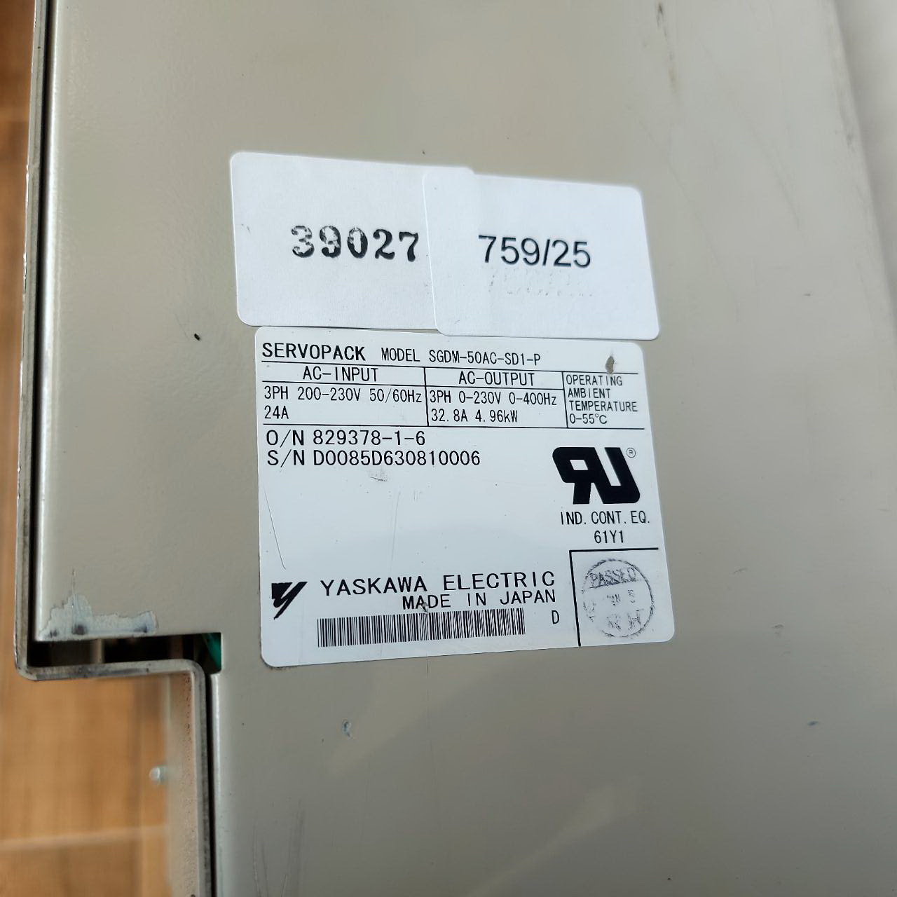 SERVO DRIVE "YASKAWA" MODEL : SGDM-50AC-SD1-P