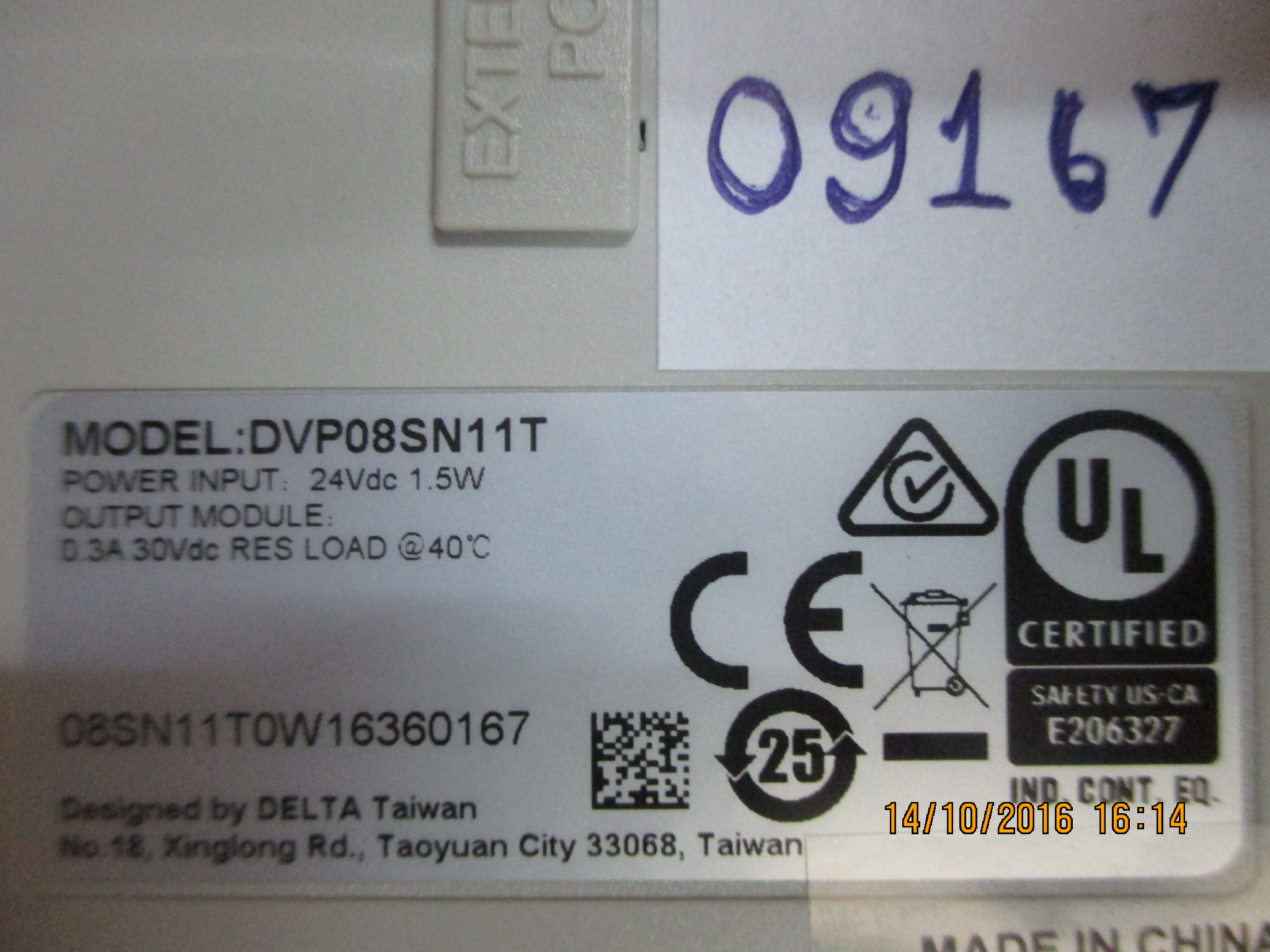 PLC " DELTA " MODEL : DVP08SN11T