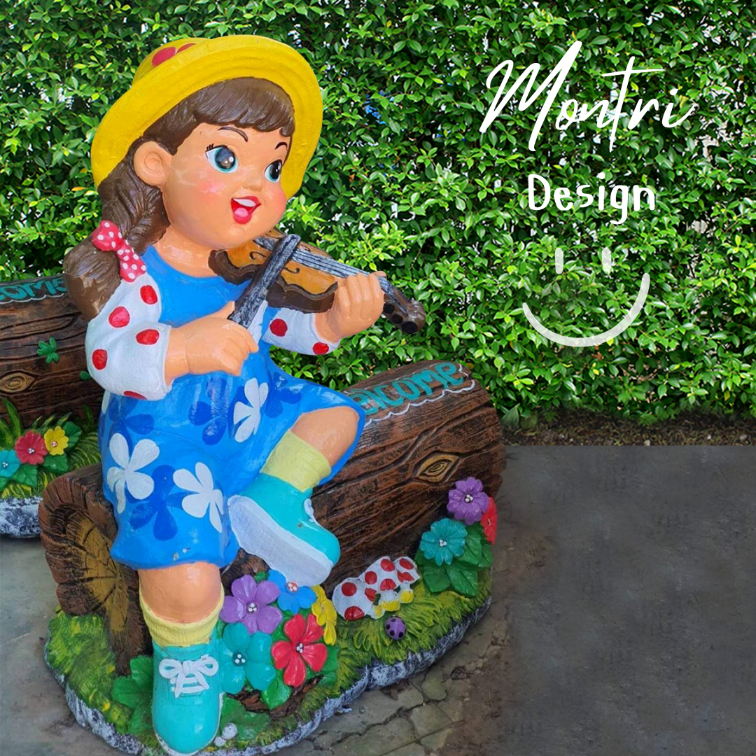 ตุ๊กตาจัดสวน จำนวน 1 คู่ ตุ๊กตาแต่งสวน ตุ๊กตาแต่งหน้าร้าน ตุ๊กตาปูนปั้น ตุ๊กตาปูนปั้นจัดสวน ตุ๊กตาปูนปั้นโคราช รุ่น NAZA66