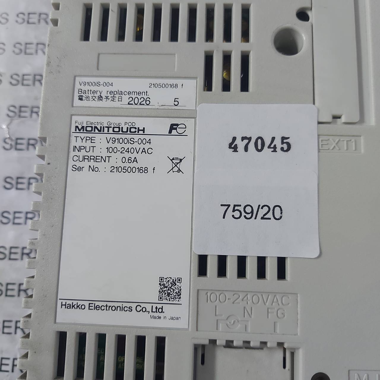 HMI " HAKKO " MODEL : V9100iS-004