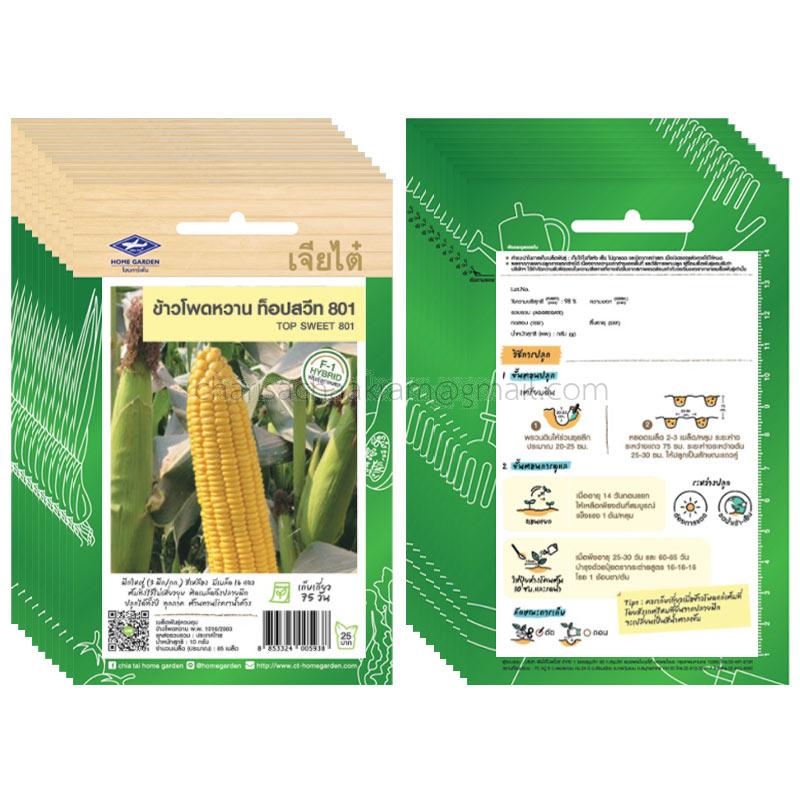 เมล็ดพันธุ์ข้าวโพดหวาน ท็อปสวีท 801-เจียไต๋ (10ซอง)