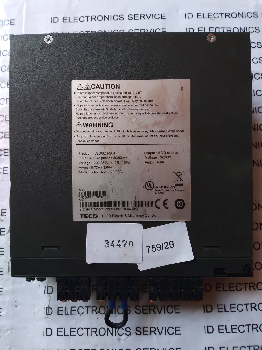 SERVO DRIVE " TECO " MODEL : JSDG2S-20A