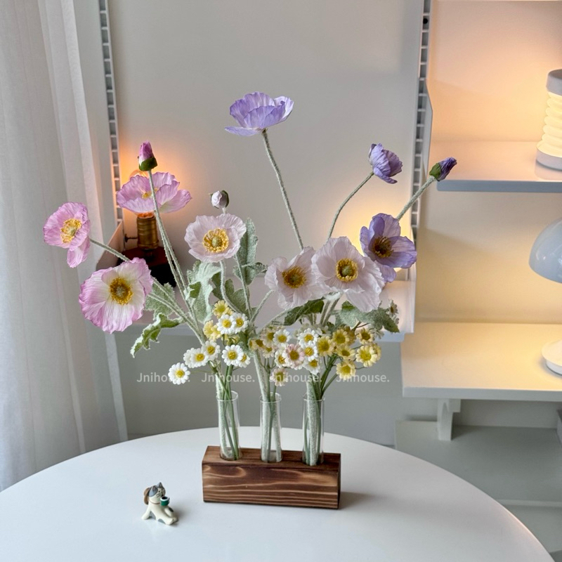 [พร้อมส่ง] Jnihouse : แจกันแท่งฐานไม้ แจกันฐานไม้ แจกันมินิมอล (Flower vase)