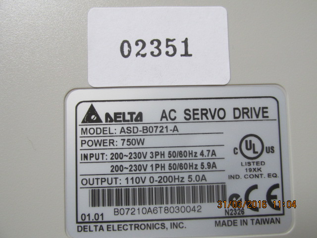 SERVO DRIVE " DELTA " MODEL : ASD-B0721-A